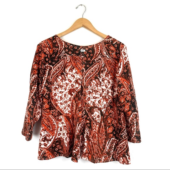 RVCA red paisley print button up shirt medium - Picture 5 of 7